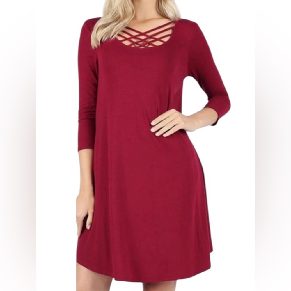 NEW• Essential Threads Elle’s Minimalist Cross Strap Neckline Swing Dress• 3X